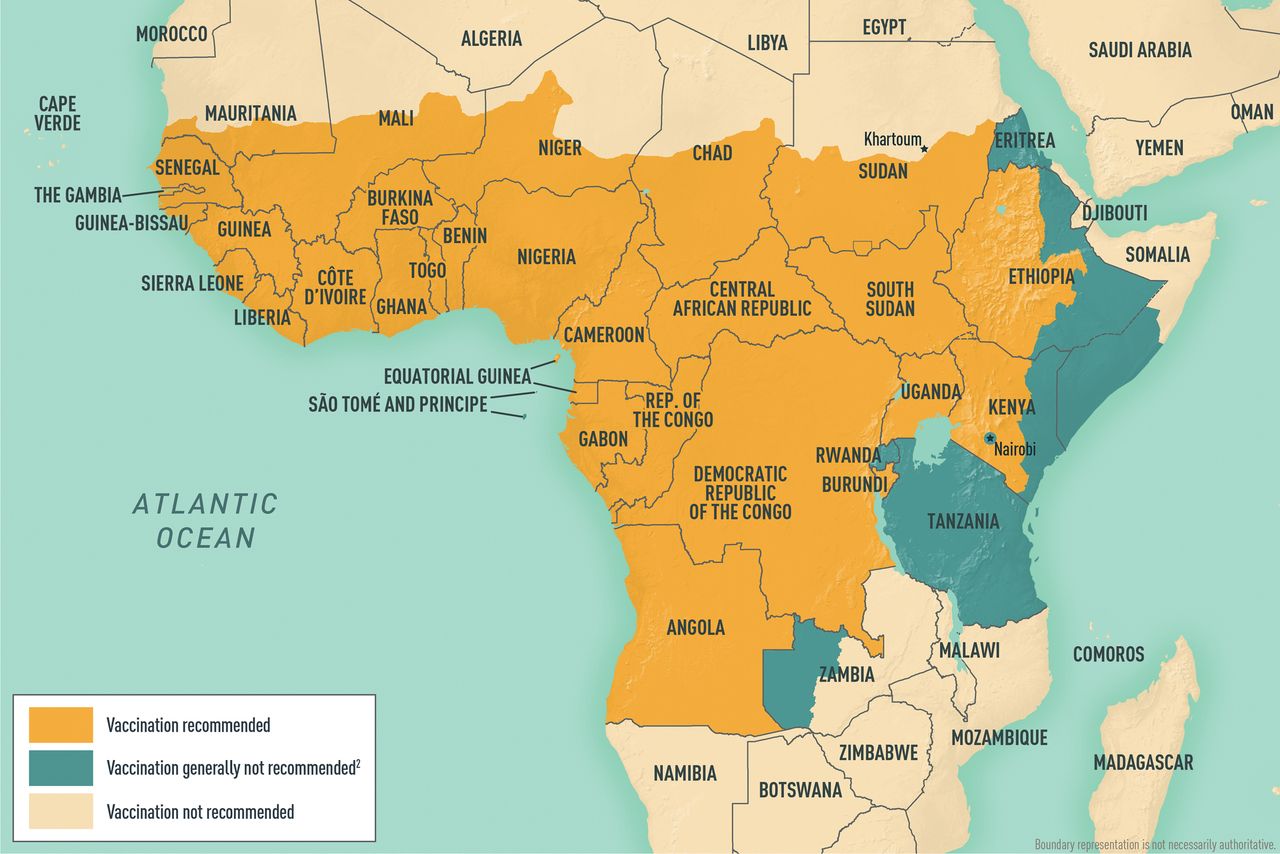 Countries with risk of yellow fever transmission (Africa)